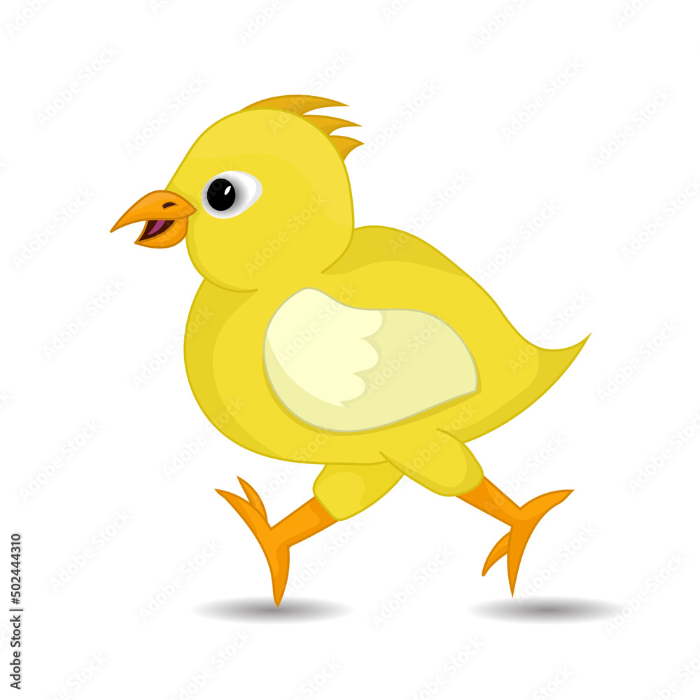 cartoon chick running on white background isolated cartoon chick running on white background isolated