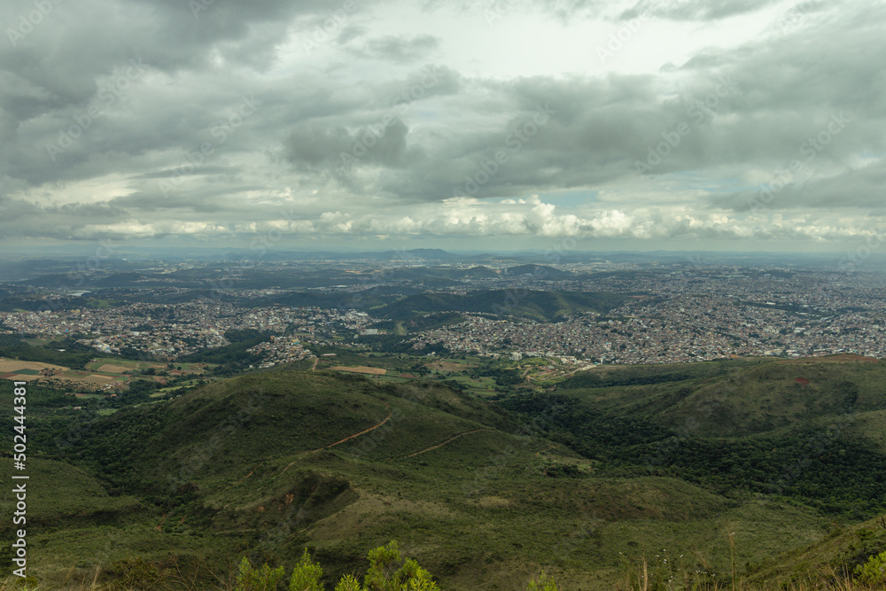 panoramic view of the city of Belo Horizonte at the top of the Serra do Rola Moça, State of Minas Gerais, Brazil