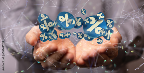 sale digital percent in hand.