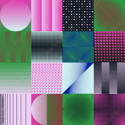 Abstract Minimalist Vector Graphics With Digital Transition Effect Inspired by Brutalist Style