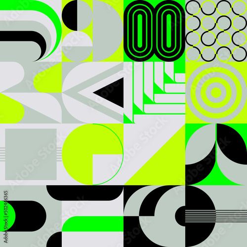 Brutalist Art Inspired Vector Pattern Graphics Made With Bold Abstract Geometric Shapes