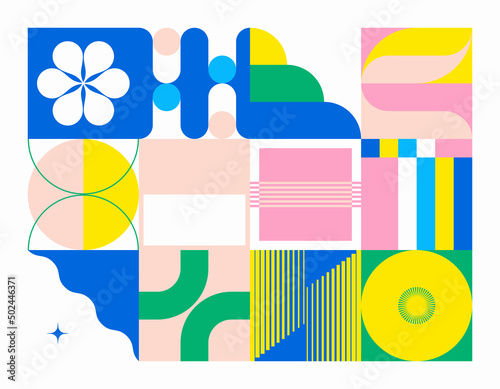Neo-Geo Pattern Vector Graphic Inspired By Abstract Modernist Aesthetics Design