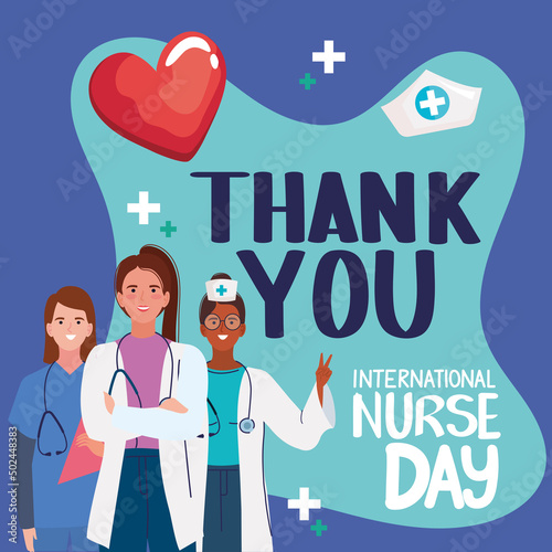 thank you lettering with nurses