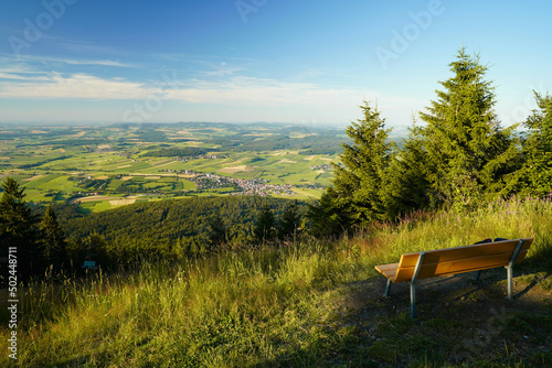 View from mount Hohenbogen to Neukirchen Heiligblut, a small town in the Bavarian Forest.