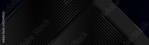 Black and grey metallic abstract tech geometric background. Vector banner design