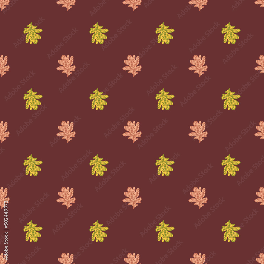 Leaves oak engraved seamless pattern. Retro background botanical with forest foliage in hand drawn style.