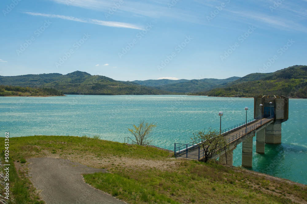 Jezero Butoniga artificial lake in spring central northern Istria, Croatia
