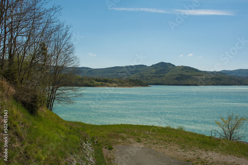 Jezero Butoniga artificial lake in spring central northern Istria, Croatia 