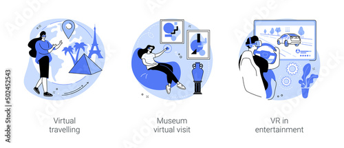 Virtual reality and leisure time isolated cartoon vector illustrations se