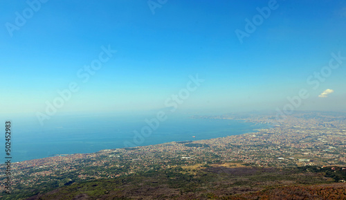 naples and the gulf with the harbor seen from the volcano Vesuvius photo