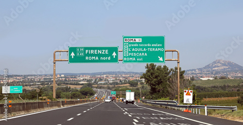 italian highway with name of place in Italy