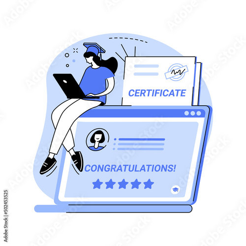 Get a digital diploma isolated cartoon vector illustrations.