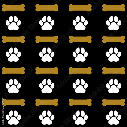Canine concept pattern background, dog bones and footprints, hooves