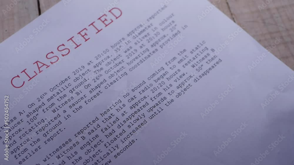 Classified files about UFO sightings 