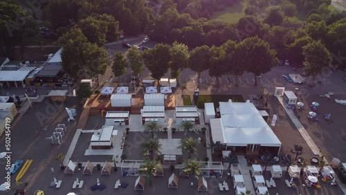 Beautiful aerial drone view of Burgas beach, Bulgaria