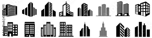 Building icon vector set. apartment illustration sign collection. skyscraper symbol. architecture logo.