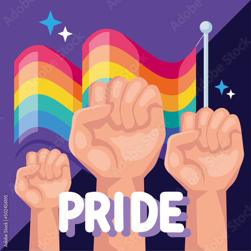 pride lettering and fists