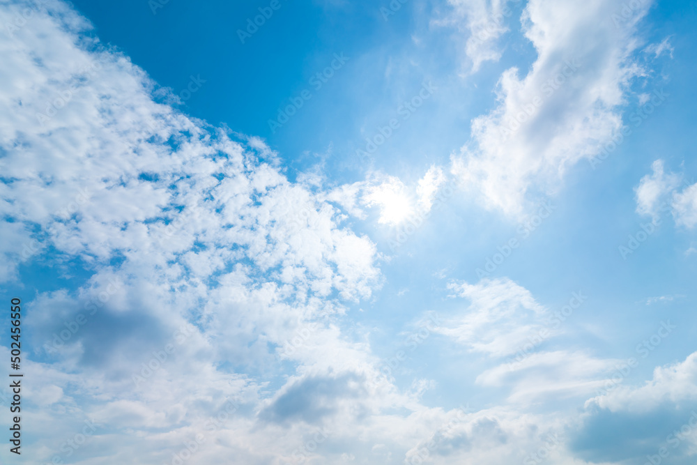 Shallow clouds against a blue sky with bright light Shallow clouds against a blue sky with bright light