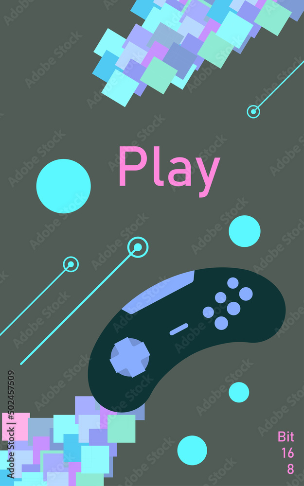 Gamepad of the old console. Pixel graphics. Wallpaper, poster, cover ...