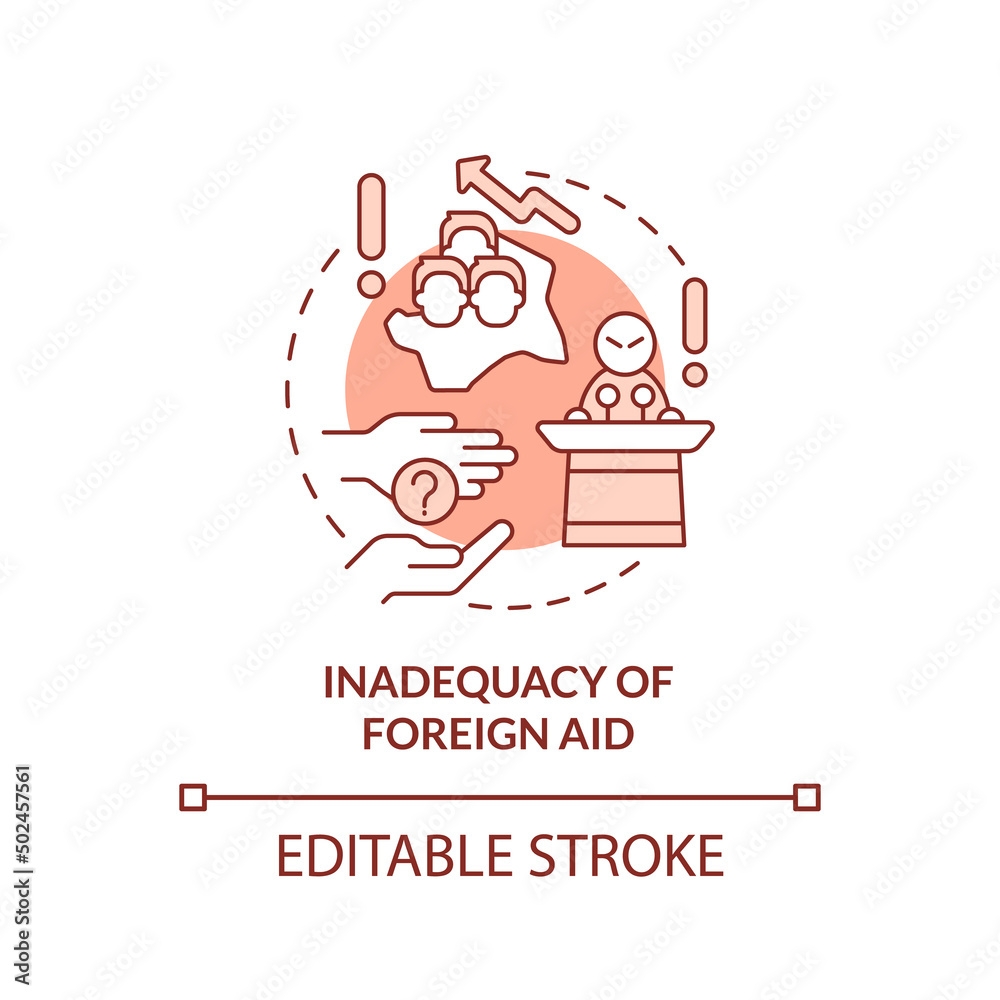 Inadequacy of foreign aid terracotta concept icon. Lack of international cooperation abstract idea thin line illustration. Isolated outline drawing. Editable stroke. Arial, Myriad Pro-Bold fonts used Inadequacy of foreign aid terracotta concept icon. Lack of international cooperation abstract idea thin line illustration. Isolated outline drawing. Editable stroke. Arial, Myriad Pro-Bold fonts used
