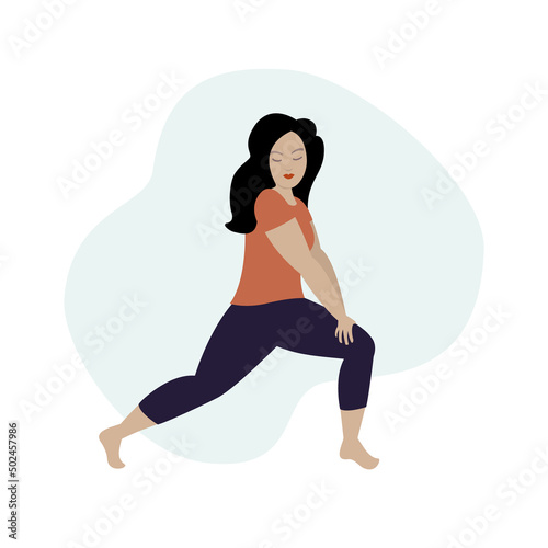 Woman doing a hip flexor stretch.