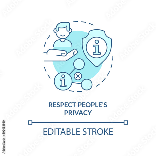 Respect people privacy turquoise concept icon. Internet communication. Netiquette abstract idea thin line illustration. Isolated outline drawing. Editable stroke. Arial, Myriad Pro-Bold fonts used