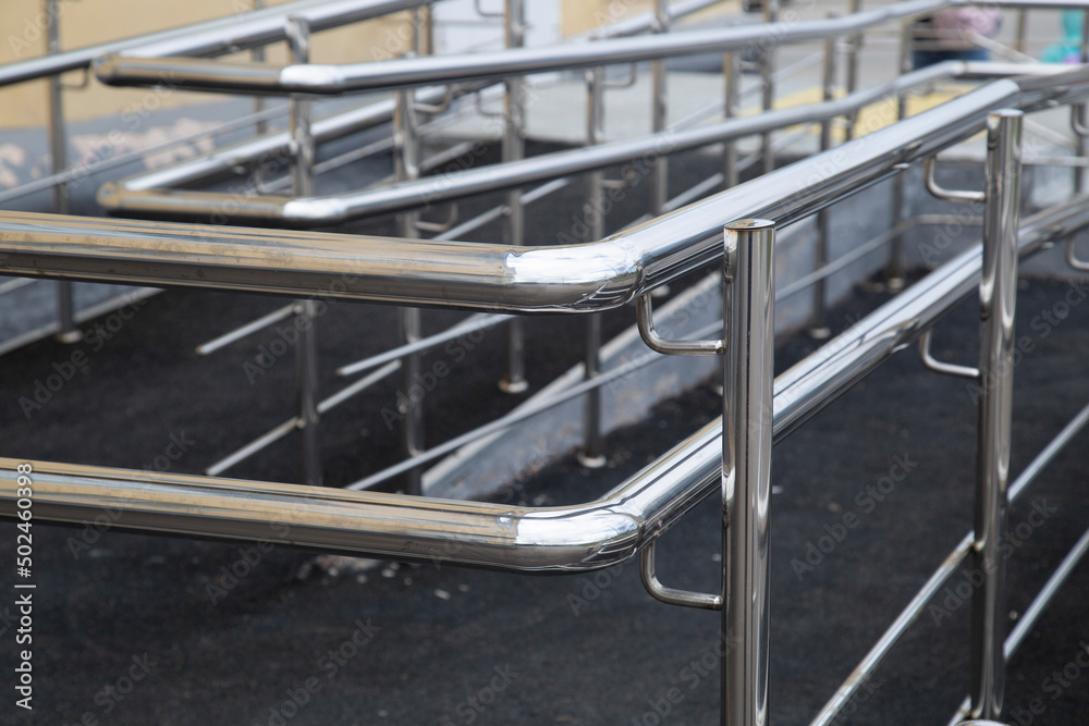 Stainless steel railing. Improvement of urban areas.