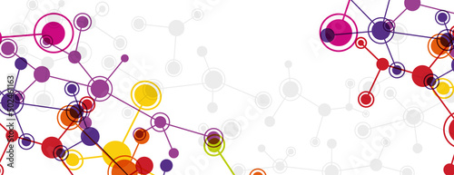 Abstract colorful concept with molecule pattern background. Vector illustration.	