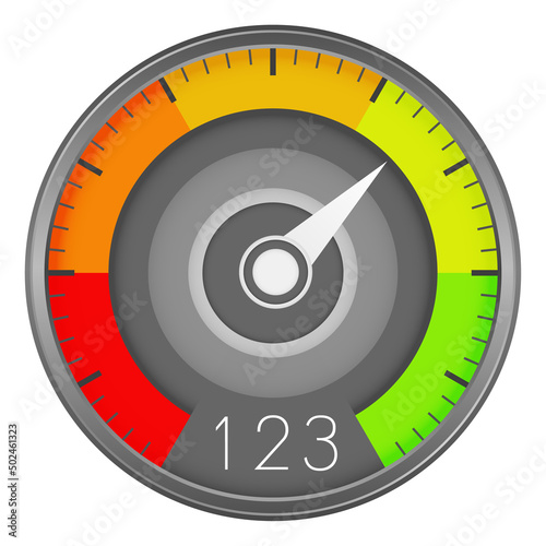Round color meter. Speed measurement device icon