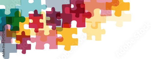 Colorful jigsaw puzzles on a white background