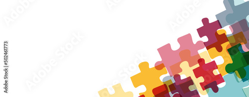 Colorful jigsaw puzzles on a white background