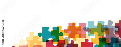 Colorful jigsaw puzzles on a white background