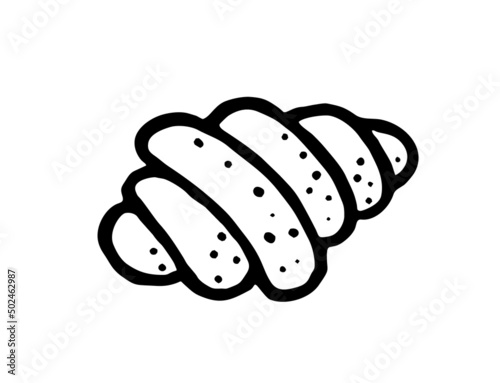 Croissant is a hand-drawn bakery element Vector in the style of a doodle sketch. For cafe and bakery menus