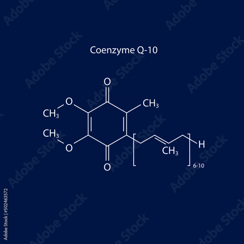 Vector CoQ10 Coenzyme Q10 Chemical Molecular Skeletal Formula, Vector illustration. photo