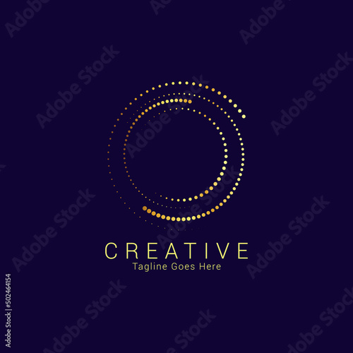 Gold circle logo vector abstract image constellation Ursa Major in outer space with circular concept