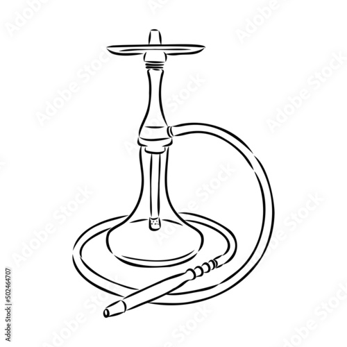 Shisha, hookah hand drawn doodle vector .Illustration isolated on chalkboard for hookah bar or lounge. vector illustration of hookah with smoking pipe, hubble bubble, oriental bar.