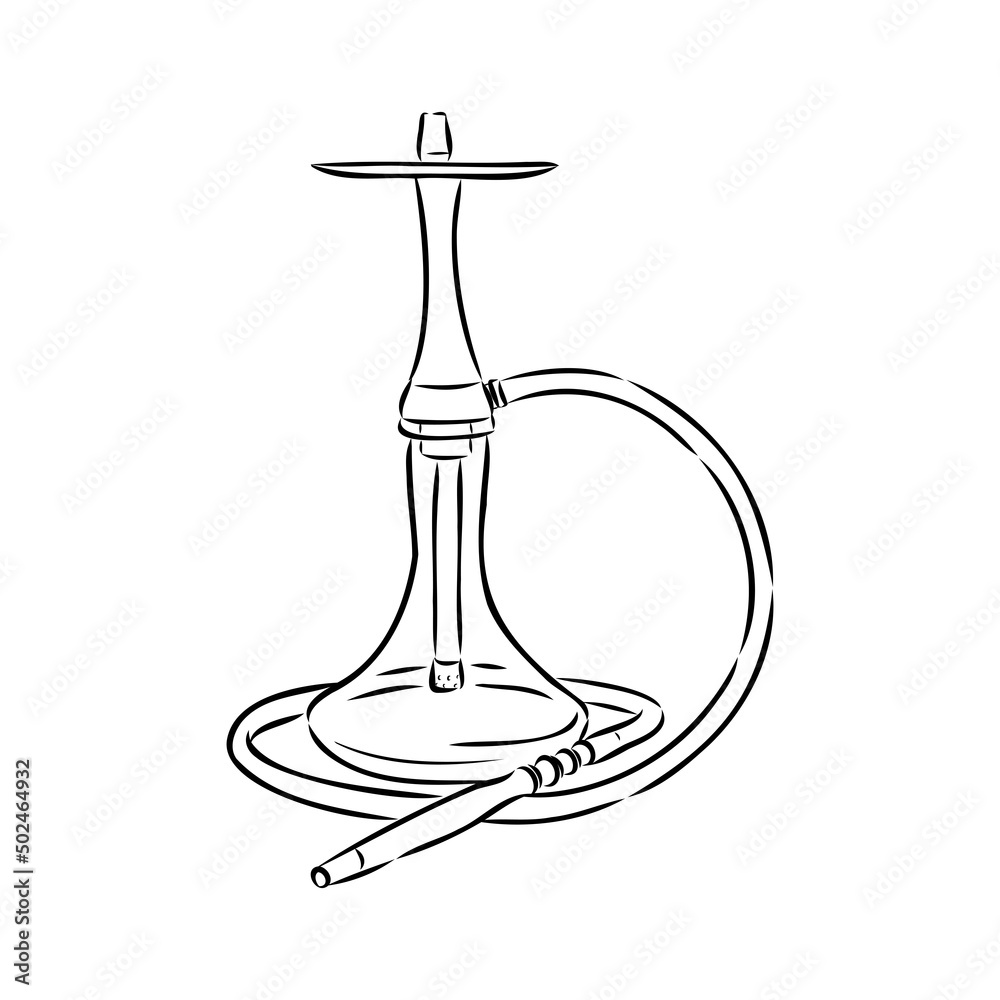 Shisha, hookah hand drawn doodle vector .Illustration isolated on