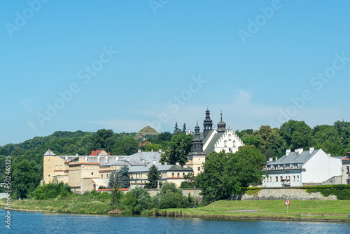 Krakow, Poland: Convent of Norbertine Sisters at Vistula River in Salwator and far view of Wolski Forest and Kosiuszko Mound