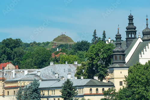 Krakow, Poland: Convent of Norbertine Sisters at Vistula River in Salwator and far view of Wolski Forest and Kosiuszko Mound