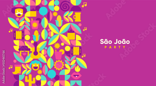 Festa Junina. Vector illustrations. Music Festival. Simple, minimalist icons. Festive banner, poster, cover.