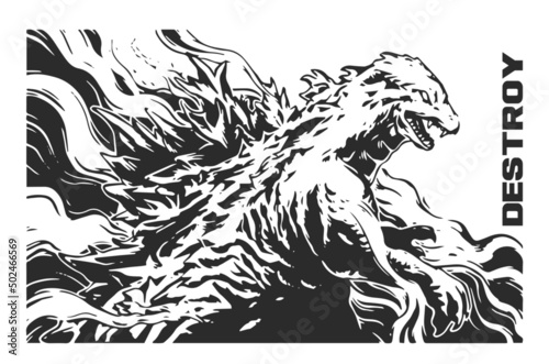 Fototapeta Naklejka Na Ścianę i Meble -  Godzilla SVG, Godzila Vector, T shirt design. Download it now