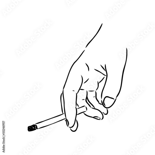 Smoking cigarette. Vector illustration in sketch style. Illustration of cigarette in vintage engraved style.