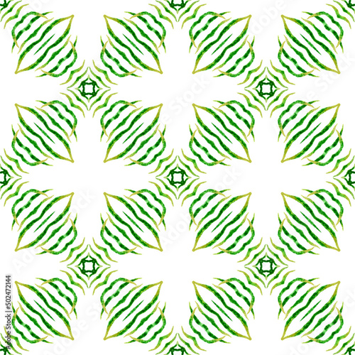 Ethnic hand painted pattern. Green outstanding