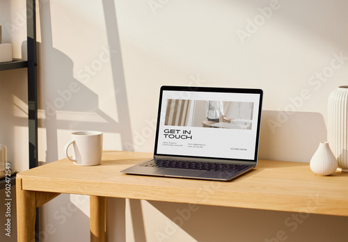 Modern Laptop Mockup on Desktop