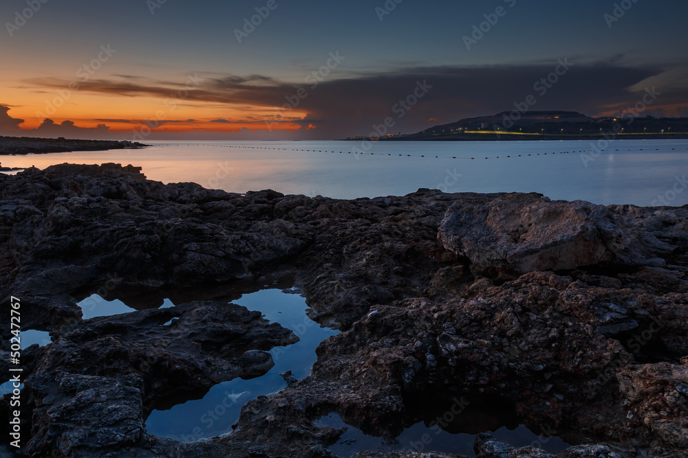 A sequence of sunrise images taken at Saint Paul's Bay, Malta, Europe.