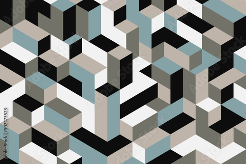 Geometric isometric mosaic vector illustration with the simplicity of abstract style