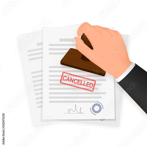 Grunge textured. Banner with red cancelled stamp on transparent background. Red background