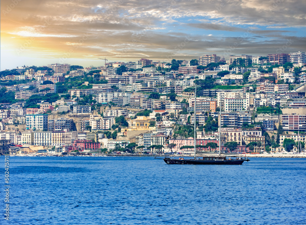 Scenic panorama of the Mediterranean city of Naples
