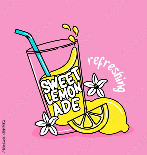 illustration crystal glass with lemonade