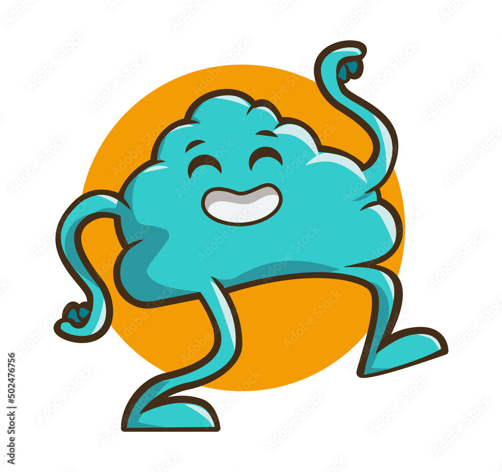 Dancing cloud logo in cartoon style. Vector smoke. Mascot for a tobacco shop Dancing cloud logo in cartoon style. Vector smoke. Mascot for a tobacco shop